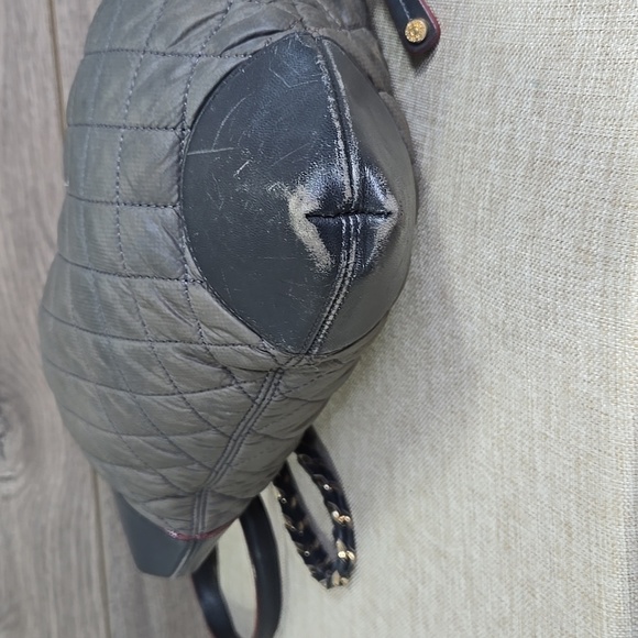 MZ Wallace Gray Quilted Nylon Leather Crossbody Shoulder Bag - Picture 8 of 13